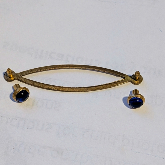 Vintage Golden and Blue Women's Brooch - Picture 2 of 5